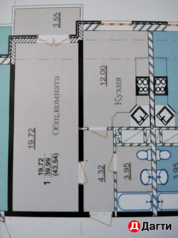 продается 1-комнатная квартира